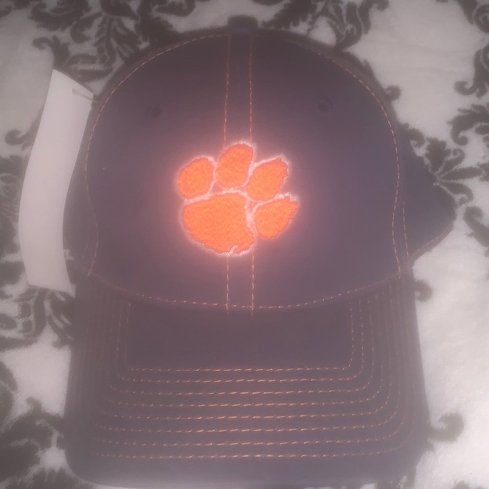 Small-medium Dark blue, orange & white. Stretch Fit Cap.